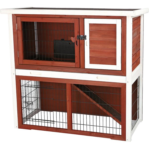 TRIXIE Natura Rabbit Hutch with Sloped Roof, Brown/White, Medium