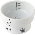 Necoichi Ceramic Elevated Cat Water Bowl, White Paw Print, Raised, 12.2-oz