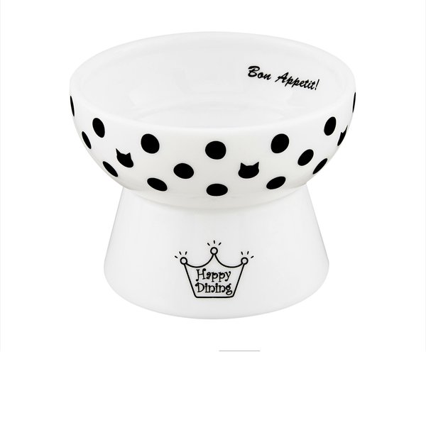 Necoichi Ceramic Elevated Dog & Cat Food Bowl, Polka Dot, 0.5-cup slide 1 of 8