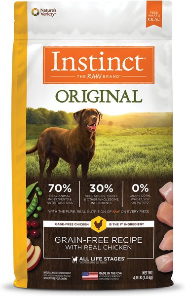 Instinct Original Grain-Free Recipe with Real Chicken Freeze-Dried Raw Coated Dry Dog Food, 4-lb bag slide 1 of 11