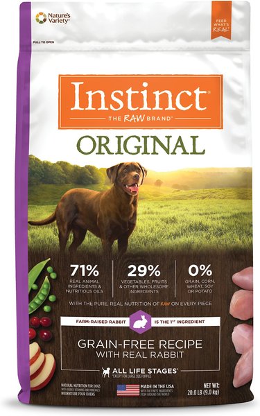 Instinct Original Grain-Free Recipe with Real Rabbit Freeze-Dried Raw Coated Dry Dog Food, 20-lb bag slide 1 of 11