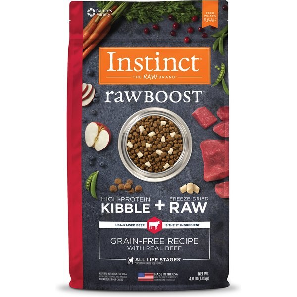 INSTINCT Raw Boost Adult GrainFree Real Beef Recipe Dry Dog Food, 4lb