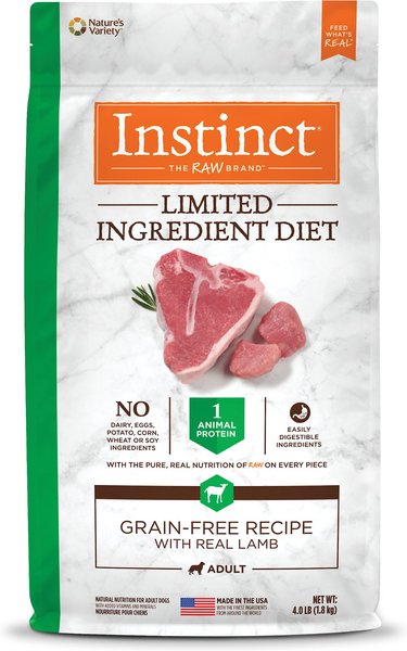 Instinct Limited Ingredient Diet Grain-Free Recipe with Real Lamb Freeze-Dried Raw Coated Dry Dog Food, 4-lb bag slide 1 of 10