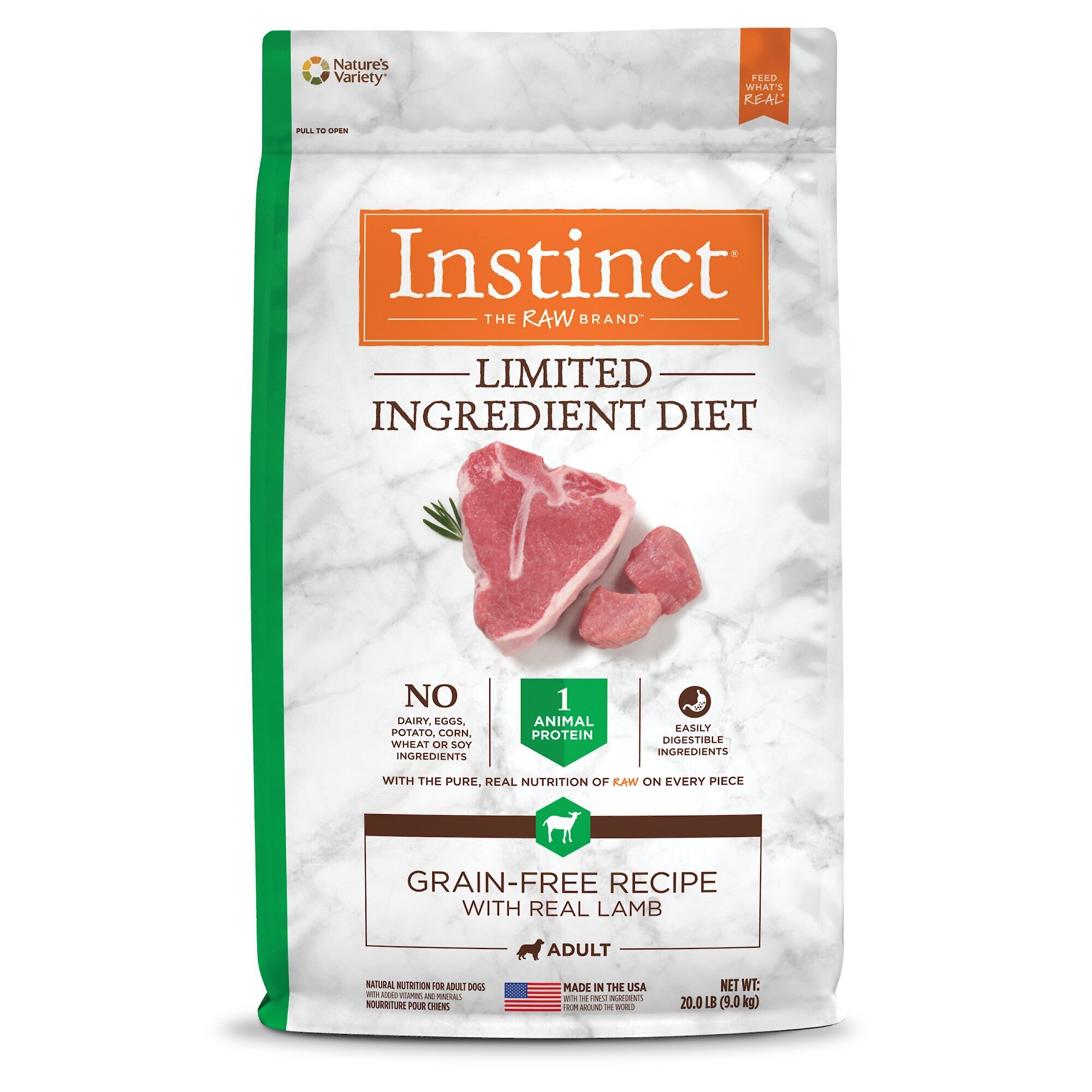 Is instinct dry dog food pea and grain free? My Yorkie has problems