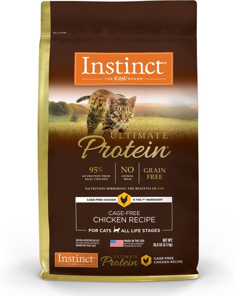 Instinct Ultimate Protein Grain-Free Cage-Free Chicken Recipe Freeze-Dried Raw Coated Dry Cat Food, 10-lb bag slide 1 of 11