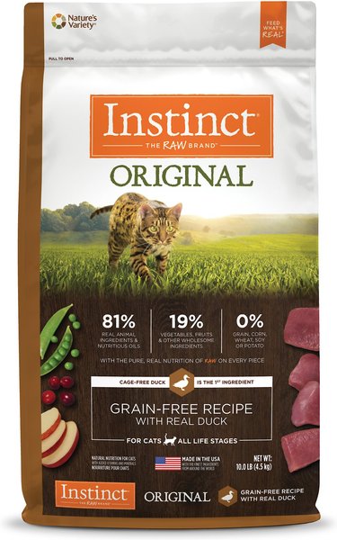 INSTINCT Original Real Duck Recipe Grain Free Dry Cat Food 10 lb