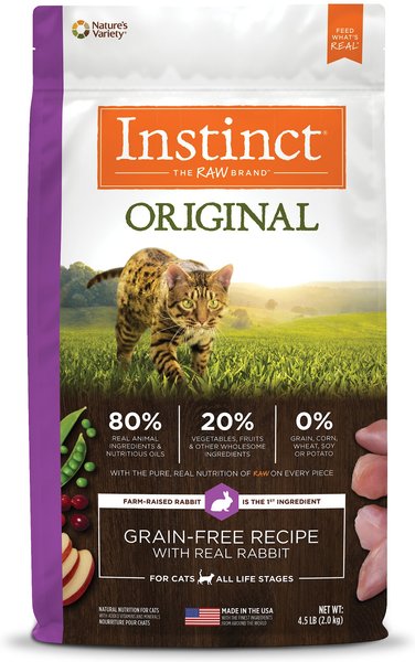 Instinct Original Grain-Free Recipe with Real Rabbit Freeze-Dried Raw Coated Dry Cat Food, 4.5-lb bag slide 1 of 11