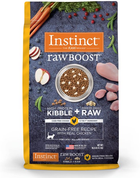 Instinct Raw Boost Grain-Free Recipe with Real Chicken & Freeze-Dried Raw Coated Pieces Dry Cat Food, 10-lb bag slide 1 of 11