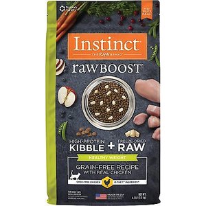 Instinct Raw Boost Healthy Weight Grain-Free Chicken & Freeze-Dried Raw Coated Pieces Recipe Dry Cat Food, 4.5-lb bag