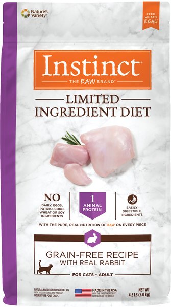 Instinct Limited Ingredient Diet Grain-Free Recipe with Real Rabbit Freeze-Dried Raw Coated Dry Cat Food, 4.5-lb bag slide 1 of 11