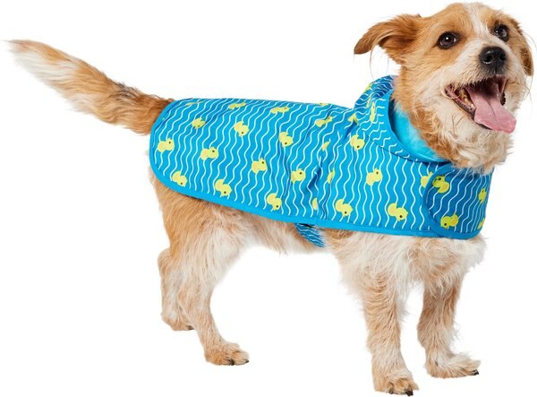 Frisco Lightweight Rubber Ducky Dog Raincoat, Blue, Large slide 1 of 8