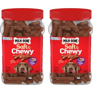 MILK BONE Soft Chewy Beef Filet Mignon Recipe Dog Treats 25 oz tub bundle of 2 Chewy