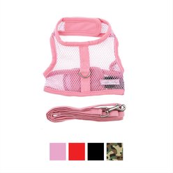 Doggie Design Cool Mesh Netted Dog Harness with Matching Leash, Pink, Large