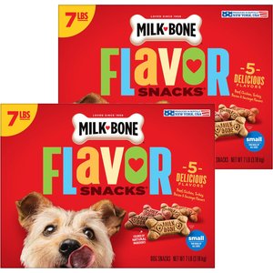Milk-Bone Flavor Snacks Biscuit Small Dog Treats, 7-lb box, bundle of 2