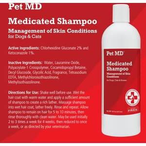 Pet MD Antiseptic & Antifungal Medicated Dog, Cat & Horse Shampoo, 16-oz bottle