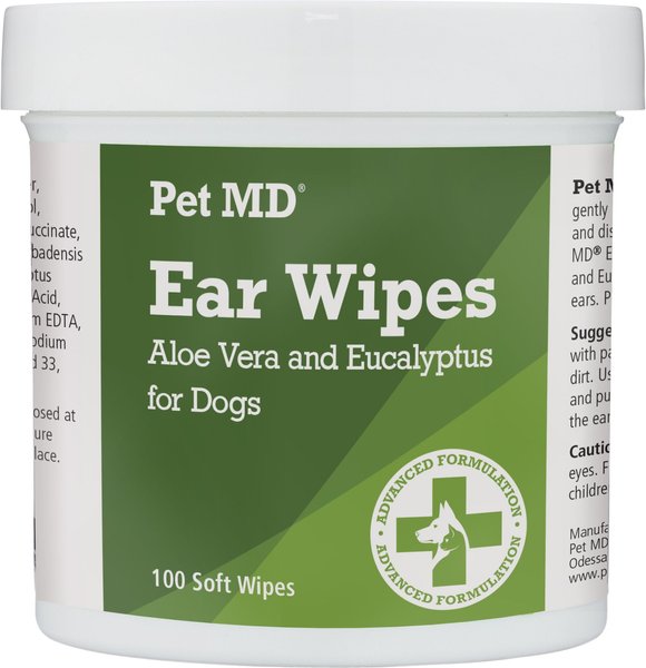 Pet MD Aloe Vera & Eucalyptus Dog Ear Wipes, 100 count slide 1 of 9