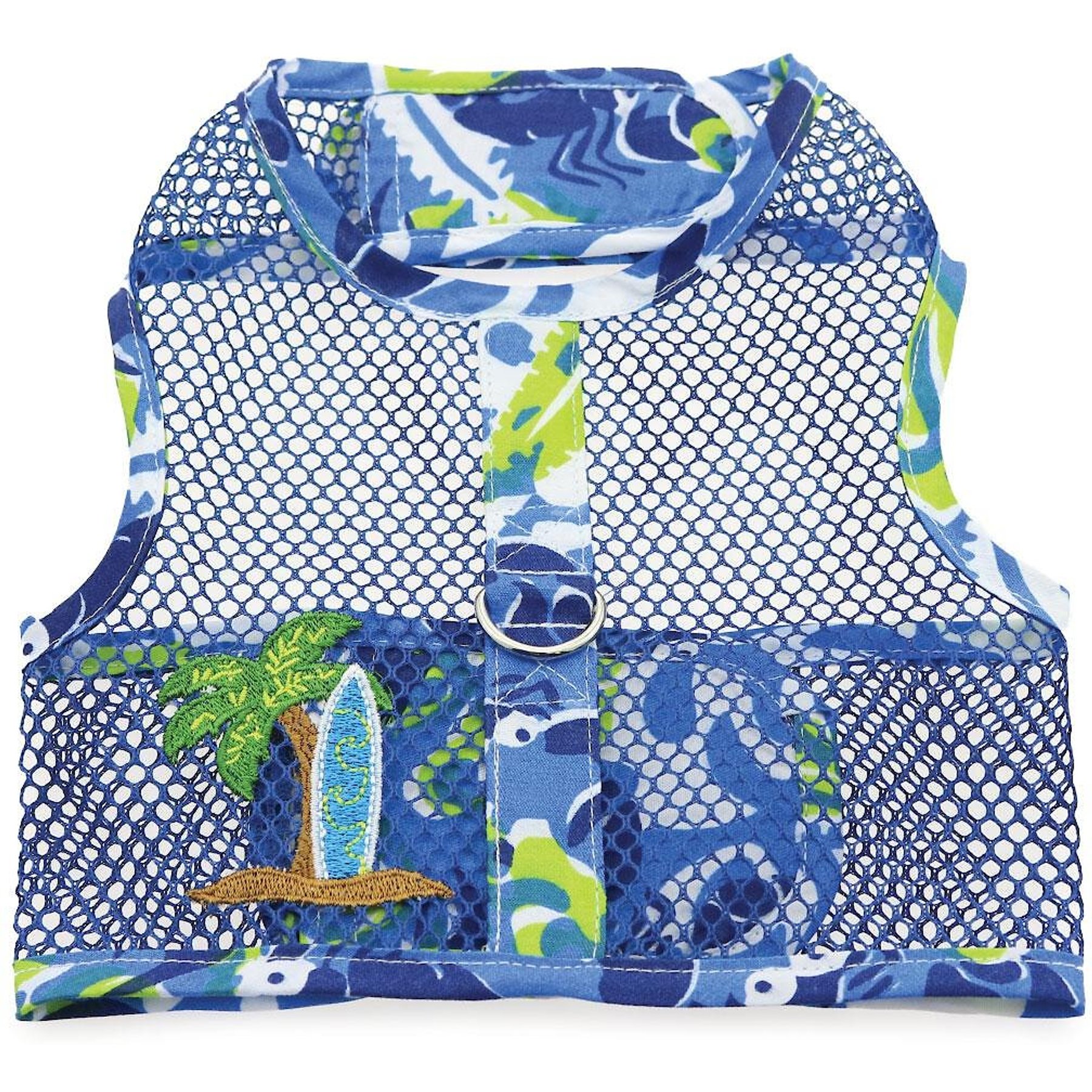 Doggie Design Cool Mesh Netted Aloha Surfboard Dog Harness with Matching Leash, X-Small
