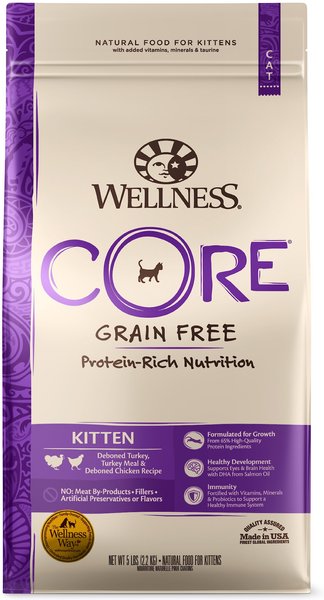 Wellness CORE Grain-Free Kitten Formula Natural Dry Cat Food, 5-lb bag slide 1 of 9