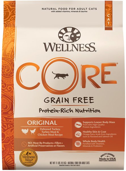 Wellness CORE Grain-Free Original Formula Natural Dry Cat Food, 11-lb bag slide 1 of 8
