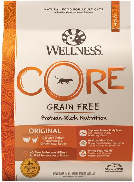 Wellness Core Grain Free Original Formula Turkey Chicken Dry Cat Food 11 lbs