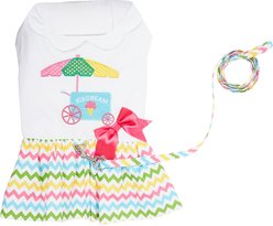 Doggie Design Ice Cream Cart Dog Dress with Matching Leash, Large
