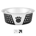 PetRageous Designs Fiji Non-Skid Stainless Steel Bowl, Black/Light Gray, 3.75 cup