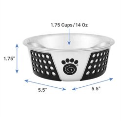 PetRageous Designs Fiji Non-Skid Stainless Steel Bowl, Black/Light Gray, 3.75 cup slide 2 of 6