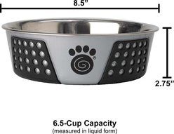 PetRageous Designs Fiji Non-Skid Stainless Steel Bowl, Black/Light Gray, 6.5 cup slide 2 of 5