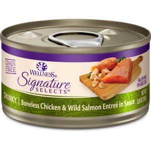 Wellness CORE Signature Selects Chunky Boneless Chicken & Wild Salmon Entree in Sauce Grain-Free Canned Cat Food, 2.8-oz, case of 12