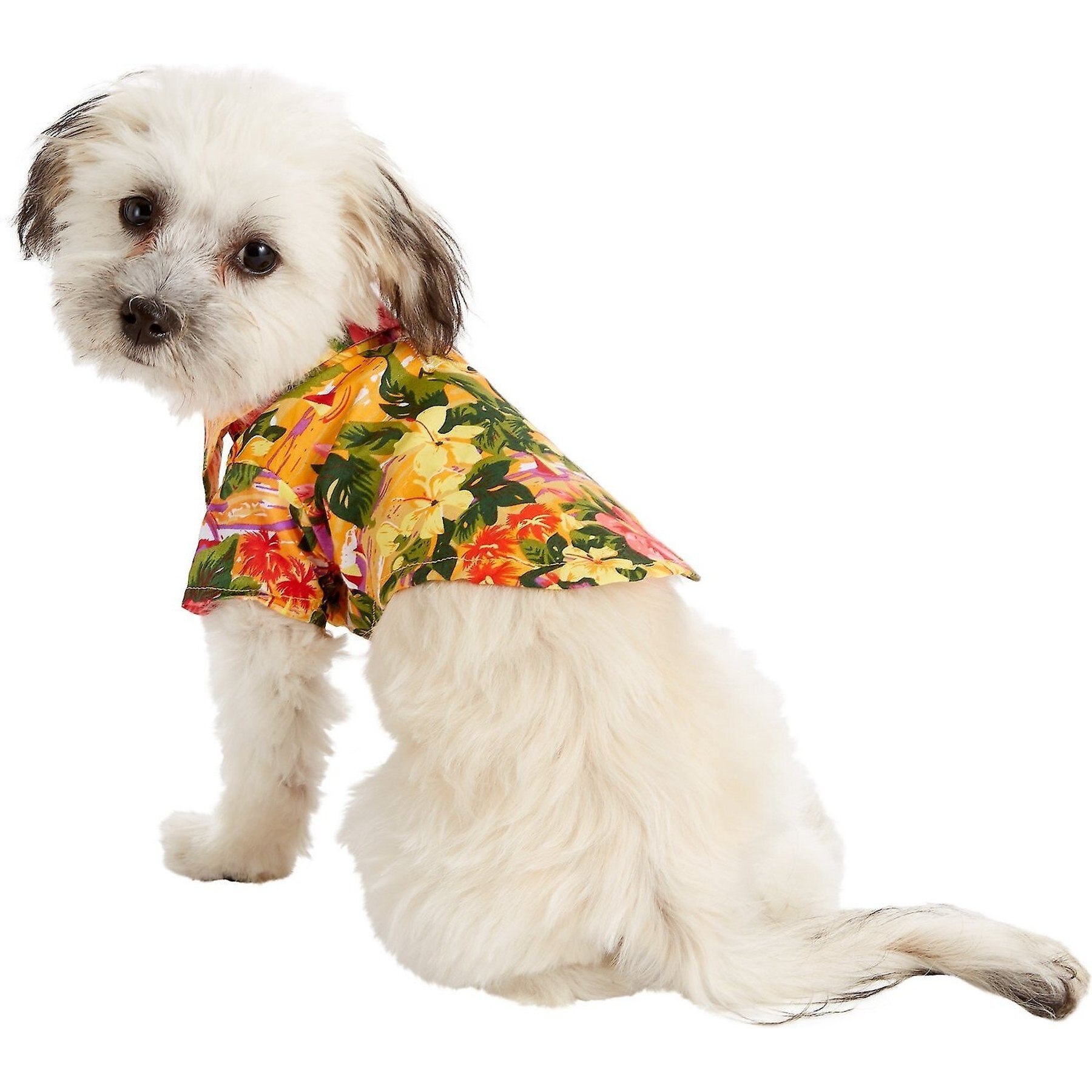 Doggie Design Hawaiian Sunset Hibiscus Dog & Cat Camp Shirt, XX-Small