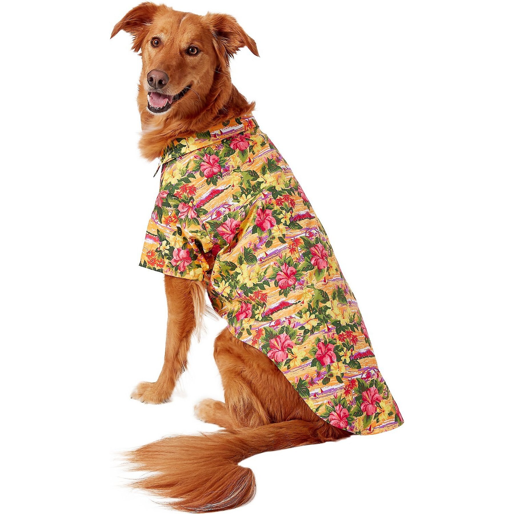 Doggie Design Hawaiian Sunset Hibiscus Dog & Cat Camp Shirt, XX-Large