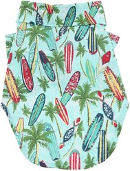 Doggie Design Hawaiian Surfboard & Palms Camp Shirt, XX-Small