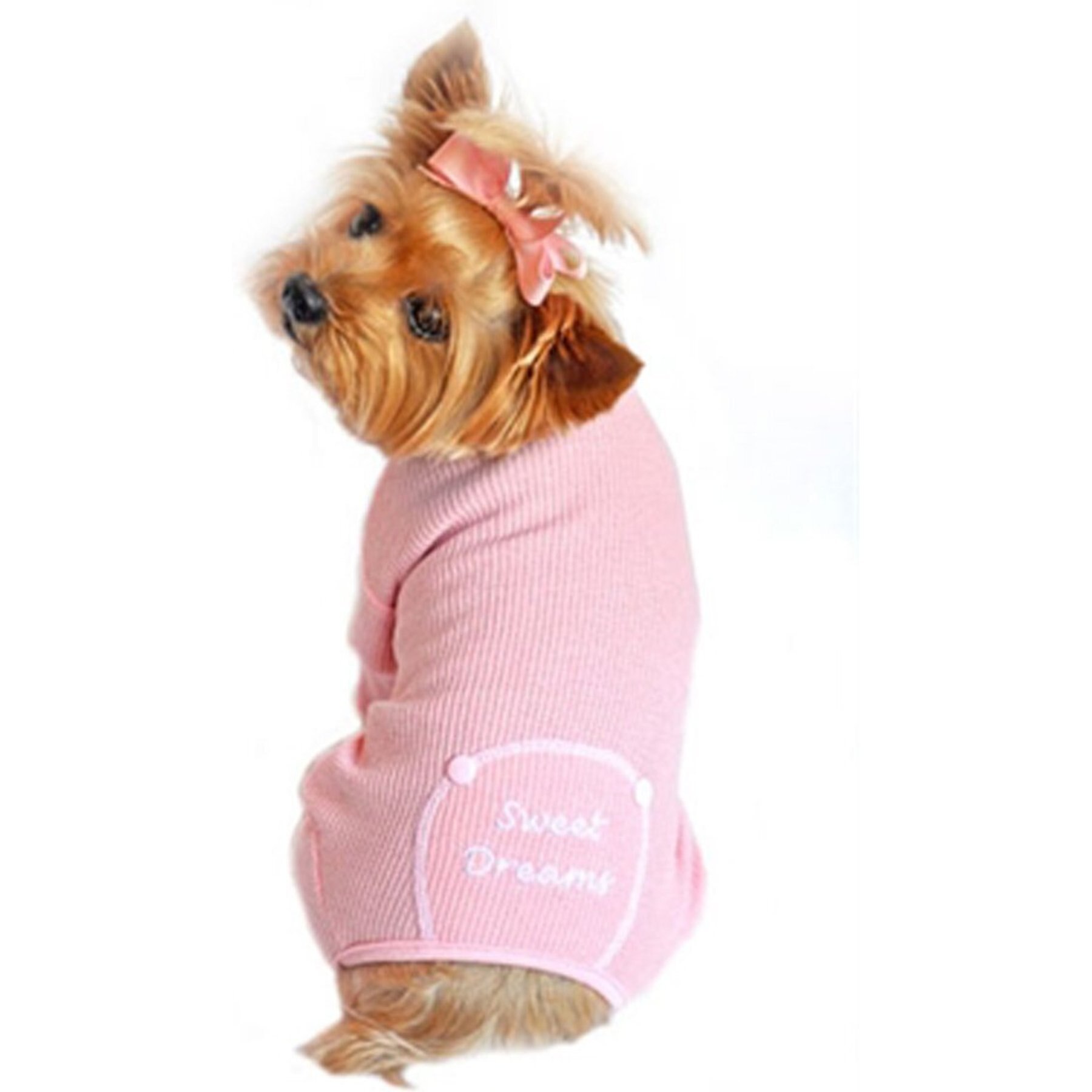 Doggie Design Sweet Dreams Thermal Dog Pajamas, Pink, X-Small