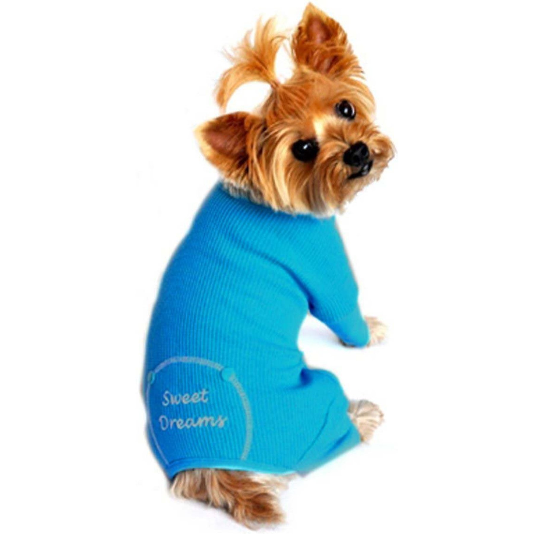 Doggie Design Sweet Dreams Thermal Dog Pajamas, Blue, Small