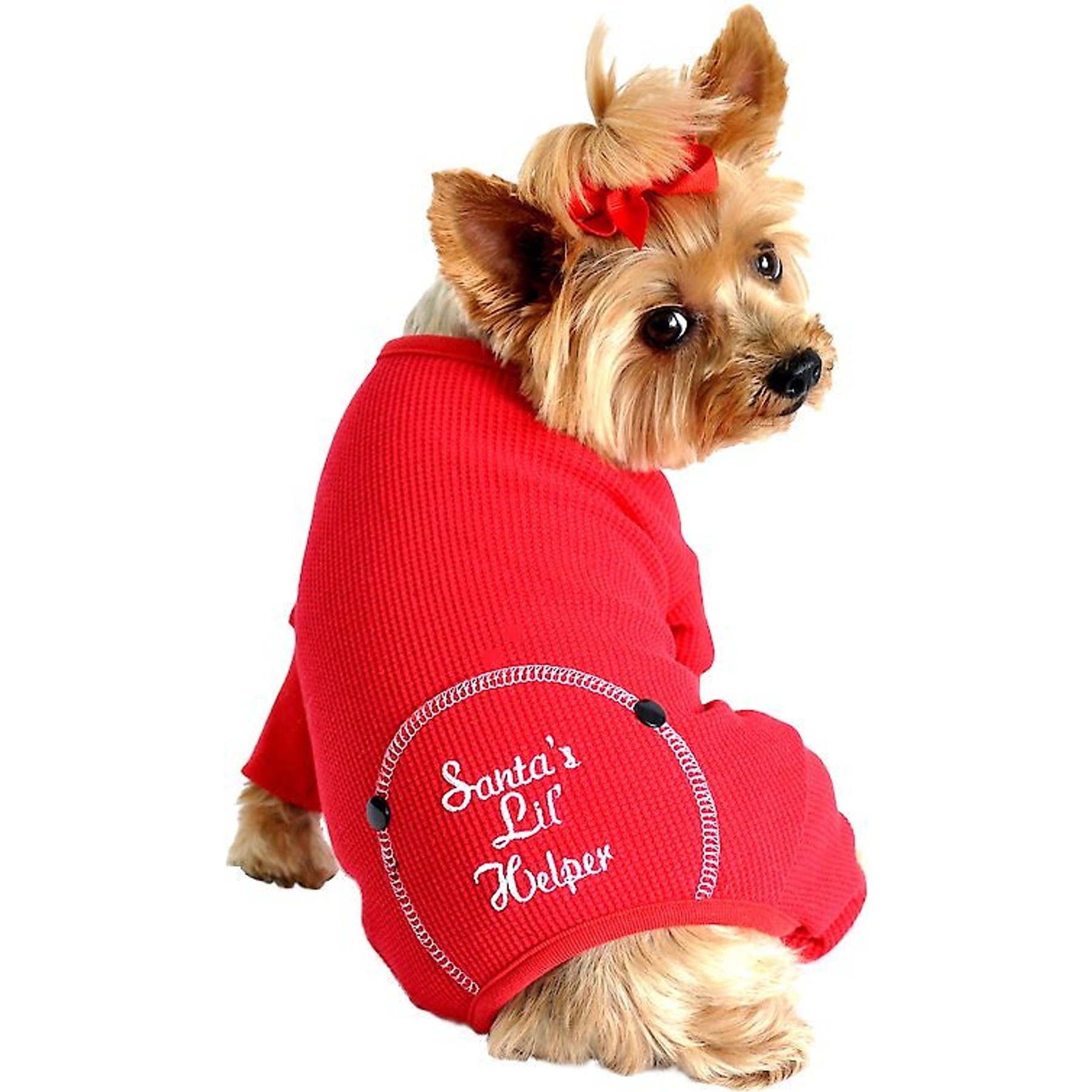 Doggie Design Santa's Lil' Helper Christmas Thermal Dog Pajamas, Small