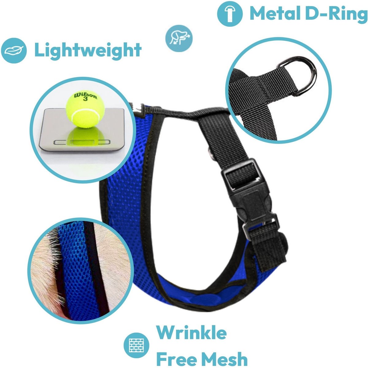Gooby comfort x mesh dog harness turquoise large 17 to 22 5 in chest