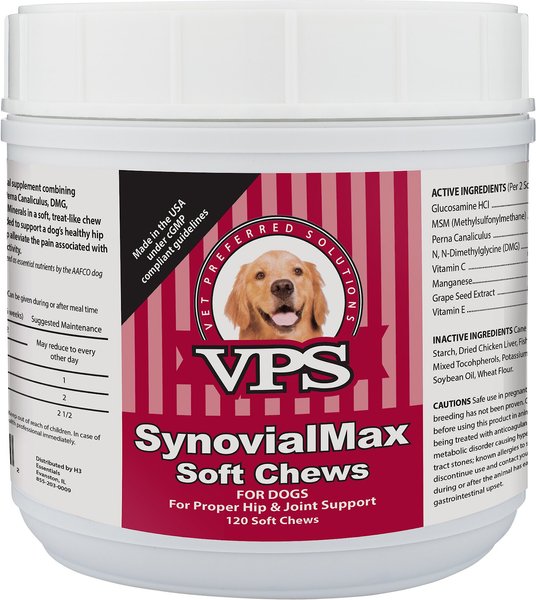 VPS SynovialMax Hip & Joint Support Soft Chew Dog Supplement, 120 count slide 1 of 4