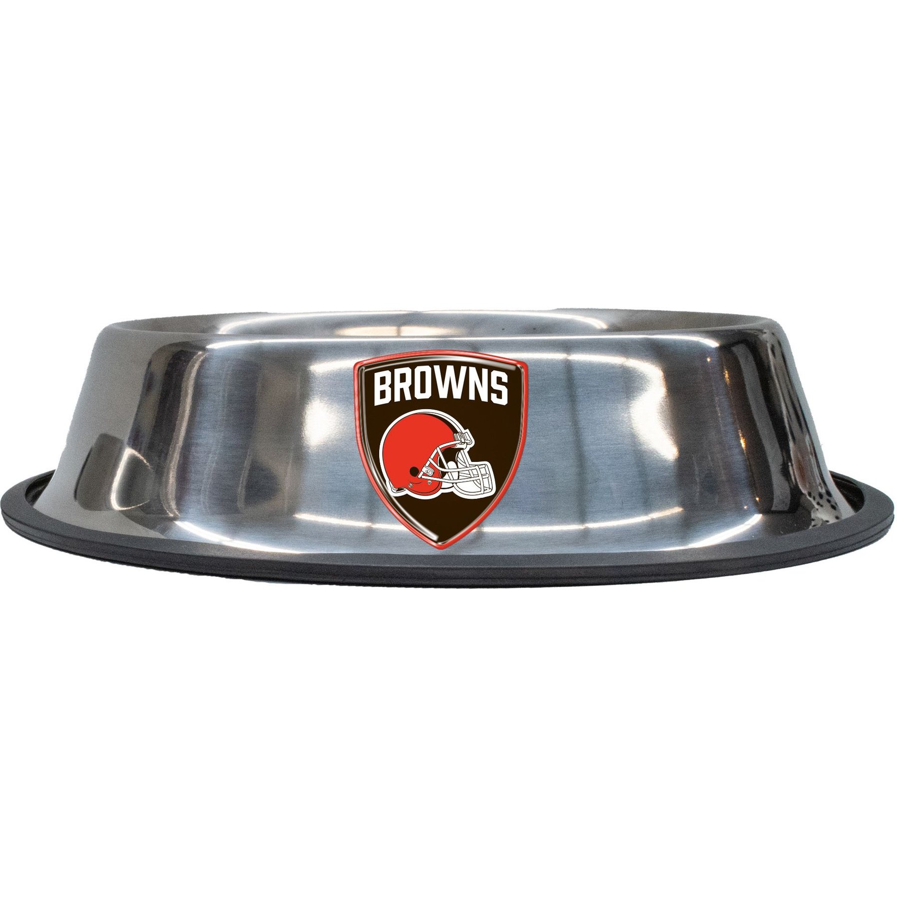 Littlearth NFL Everyday Non-Skid Stainless Steel Dog & Cat Bowl, Cleveland Browns, Large: 4-cup