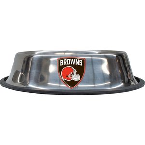 Littlearth Everyday Non-Skid Stainless Steel Dog & Cat Bowl, Cleveland Browns, Large: 4-cup