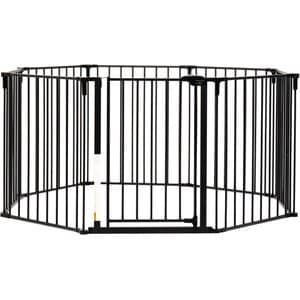 Regalo Pet 4-in-1 Play Pen & Configurable Super Wide Dog Gate, Black