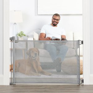 Regalo Pet Retractable Mesh Dog Gate, Gray