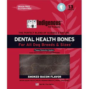 Indigenous Pet Products Smoked Bacon Grain-Free Dental Dog Treats, 13 count