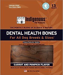 Indigenous Pet Products Grain-Free Carrot & Pumpkin Flavored Dental Dog Treats, 13 count