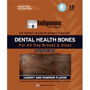 Indigenous Pet Products Grain-Free Carrot & Pumpkin Flavored Dental Dog Treats, 13 count