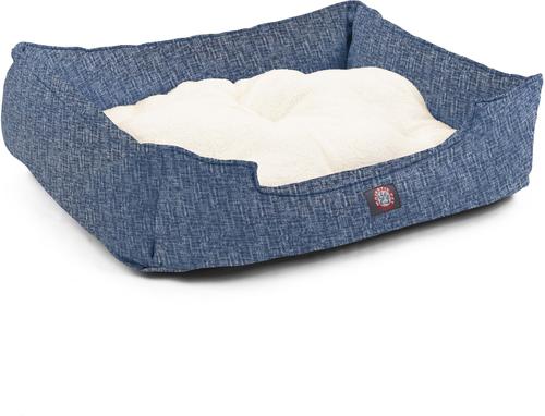 Show full view: Majestic Pet Palette Heathered Contemp Lounge Bolster Dog Bed with Removable Cover, Large, Blue slide 3 of 5