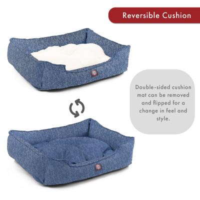 Show full view: Majestic Pet Palette Heathered Contemp Lounge Bolster Dog Bed with Removable Cover, Large, Blue slide 5 of 5