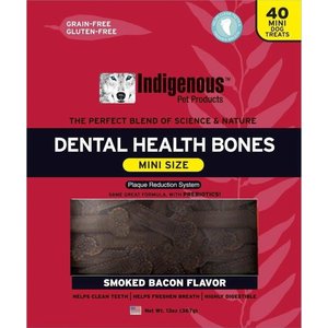 Indigenous Pet Products Smoked Bacon Flavored Grain-Free Mini Dental Dog Treats, 40 count