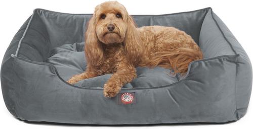 Show full view: Majestic Pet Velvet Contemp Lounge Bolster Dog Bed with Removable Cover, Steel, Large slide 4 of 5