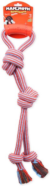Mammoth Flossy Chews EXTRA Premium Cotton Poly Color Twin Rope Tug with Handle Dog Toy, Assorted Colors, Large