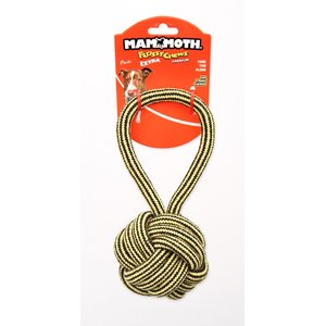 Mammoth Flossy Chews EXTRA Premium Cotton Poly Color Monkey Fist Rope Tug with Handle Dog Toy, Assorted Colors, Medium